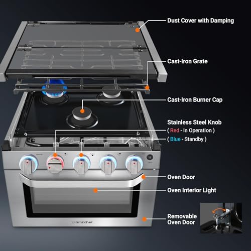 Amzchef HCK213-22A1 21 Inch Rv Gas Range Stove 12V. Gas Range Oven thumb #5