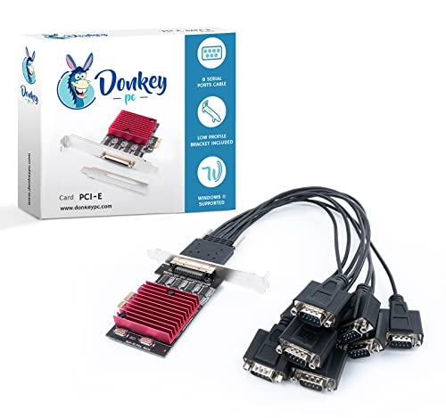 Donkey pc Scheda PCIe a 8 porte RS232, PCI-E 8 porte Serial Card DB9, 8 chipset PCI-Express Scheda controller (cavo esterno a 8 porte)