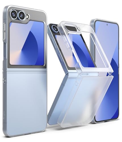 Ringke Slim [Anti-Yellowing Material] Compatible with Samsung Galaxy Z Flip 7 FE Case and Z Flip 6 Case for Women and Men, Solid Sleek Protective Phone Cover with Lanyard Hole - Matte Clear
