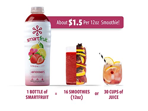 Smartfruit Lemon Blush + Antioxidants, 100% Real Fruit Purée, Non-GMO, No Additives, Vegan - 48 Fl. Oz