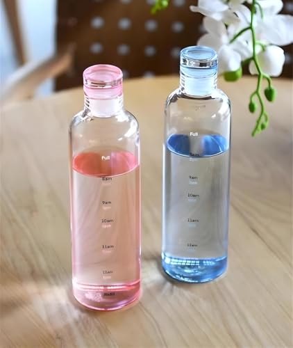 Image of PAJOMA Stylish Glass Water Bottle, Leakproof, Non Toxic, Reusable, Healthy Hydration Bottle, Ice Cube, Lightweight, Home, Office, Gym, Screw Lid, Sustainable (Available color) (Pack Of 2)