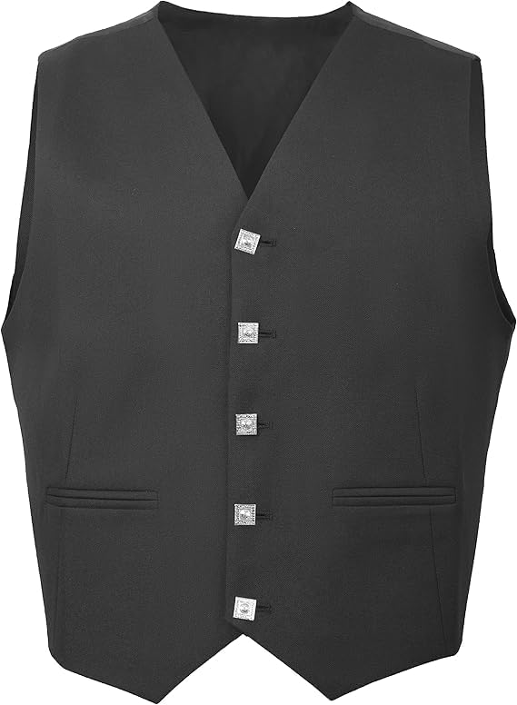 Scottish Black 5 Buttons Argyle Waistcoat/Vest3