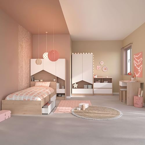 Miroytengo Pack Muebles Child Dormitorio Juvenil Completo en Color Roble Jackson y Blanco Mate