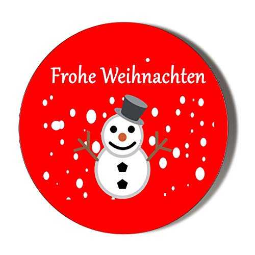 Preisvergleich Produktbild Kosmetikspiegel, Motiv: Frohe Weihnachten, deutscher Schneemann, 58 mm, Rot