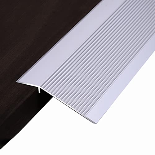 PALHERU Seuil,Accessoire De Maison Barre De Seuil,Utilisé pour Stratifié Bande De Transition pour Moquette,Les Escaliers Et Les Transitions De Niveaux Seuil D'adaptation,Silver White,Length 90cm Cover