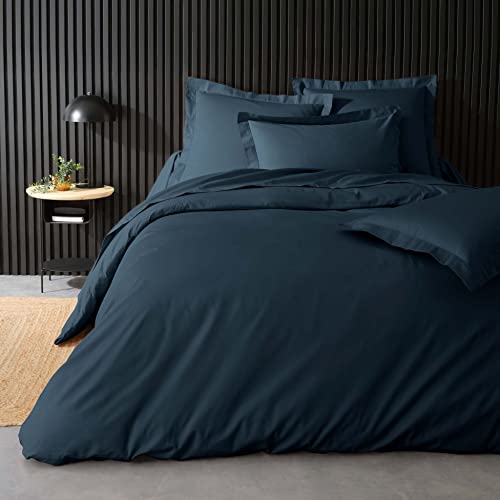 douceur d'intérieur, Percale Duvet Cover (240 x 220 cm) Midnight Blue Cotton Percale - Image 3