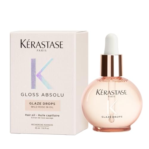 Kérastase Gloss Absolu Glaze Drops Hair Oil Illuminating Leave-In Treatment For Intense Shine And Frizz Control With Wild Rose For Dull & Frizz-Prone Hair 45ml
