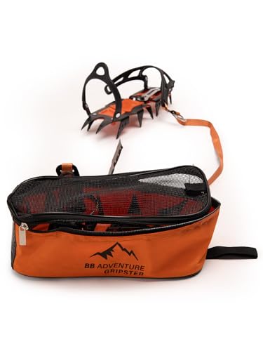 Image of Bacca Bucci Adventure Gripster Ice Traction Crampons Free Size (Black and Orange, Free Size)