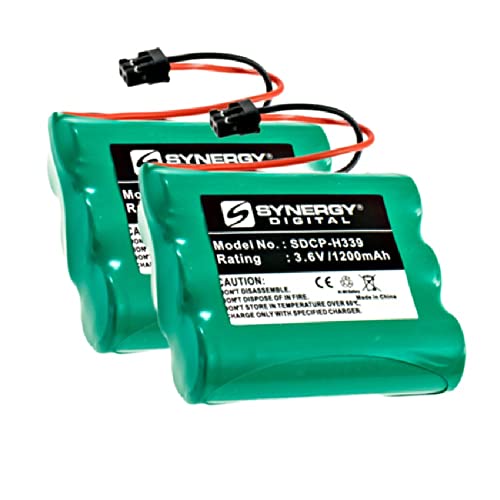 Synergy Digital Cordless Phone Batteries, Compatible with Radio Shack 23-897 Cordless Phone, (Ni-MH, 3.6V, 1200 mAh), Combo-Pack Includes: 2 x SDCP-H339 Batteries