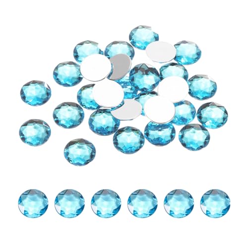 Image of MECCANIXITY Flat Back Round Acrylic Rhinestones,16mm Cyan Blue Flatback Crystal Rhinestones for Crafts Clothes Shoes DIY Decoration Gifts 50Pcs