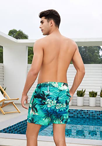 EUOW Men's Swim Trunks Quick Dry Beach Bathing Suit Board Shorts Hawaiian Swimsuit with Mesh Lining and Pockets4