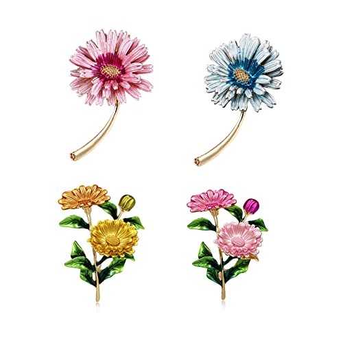 4 Pezzi Spilla da Donna, Spilla Elegante Fiore, Spilla a Forma di Smaltata, Elegante e Leggero, per la Decorazione di Abbigliamento, Regali di Compleanno per Uomini e Donne