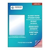 Premium Label Supply Glossy White Sticker Paper – 8.5' x 11' Full Sheet Labels – Laser Printers Only...