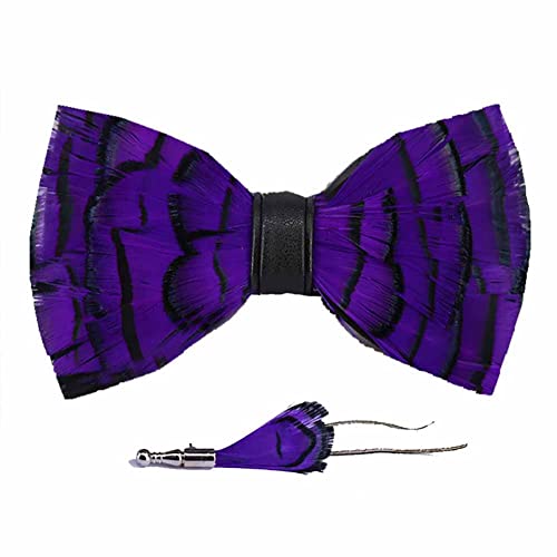 canjoyn Pre-tied Peacock Bowtie Brooch Set Feather Bow Tie Necktie with GIFT BOX for Any Special Occasion