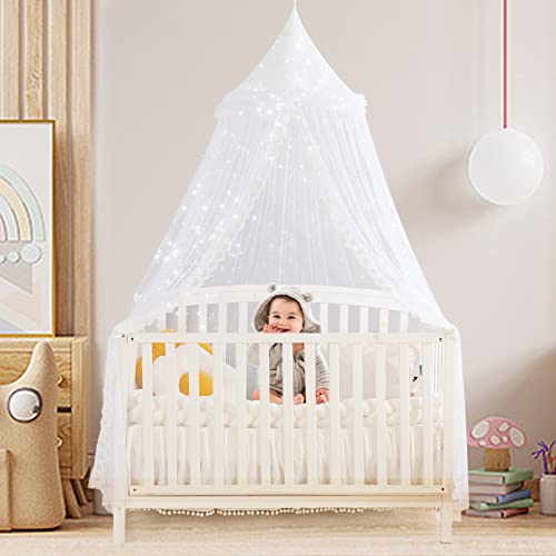 Staolene Rainbow Kids Bed Canopy For Girls Baby Crib With Butterfly Fairy Dream Princess Bed Canopy Hanging Mosquito Net Reading Nook Canopies Room Decor (White) #TOP3