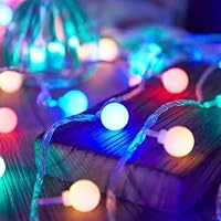 ENLACE Lichterkette Kugeln, 6M 40 LED Lichterketten Bunt Batteriebetriebene, 2 Modi Funkeln und Dauerlicht, Kugel Lichterkette für Hochzeit, Party, Weihnachten, Balkon Deko, Innen & Außen – Ansicht 3