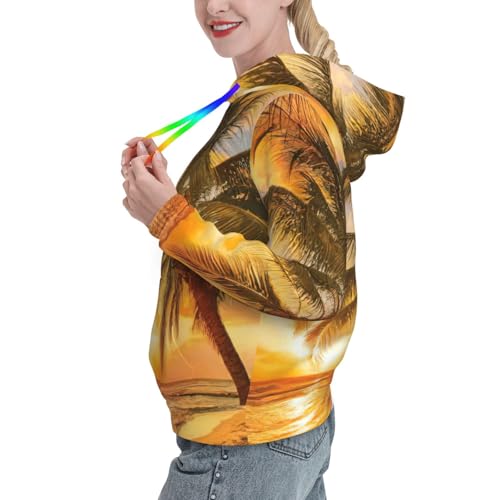 Sweat à capuche imprimé plage pour femme pull ajusté de mi-saison - 2