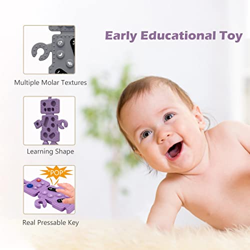 Lknuiyie Baby Robot Shape Teether Toys, Soft Silicone Baby Teething Toy With Reality Press Key thumb #3