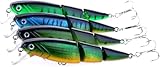 Cebo de manivela, Wobbler Fish 4 Piezas 10,5 CM/10,5 CM, señuelo de Superficie multiarticulado Realista para Trucha con anzuelos, Herramienta de Pesca para Carpas, lucios y lubinas, señuelos para PES