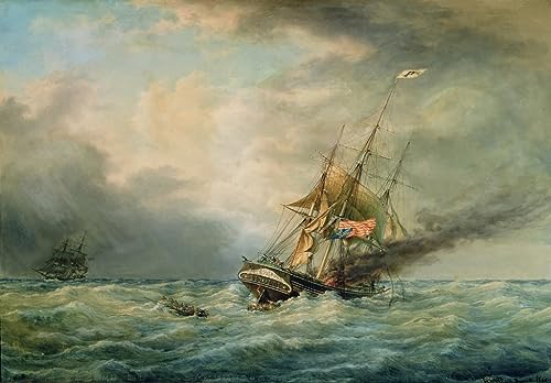 Tableau la Pologne brûlant en mer de François Geoffroy Roux poster mural vintage 60x90cm