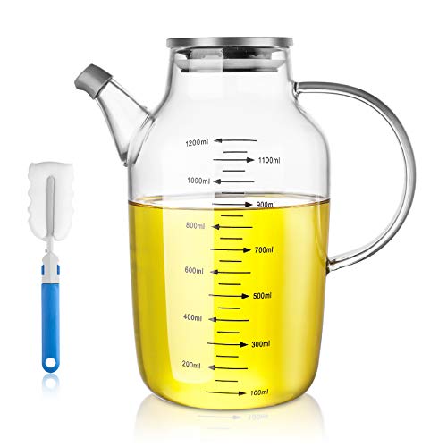 Botellas de aceite de cocina grandes de vidrio de 40 onzas - ZDZDZ dispensador de aceite y vinagre Cover