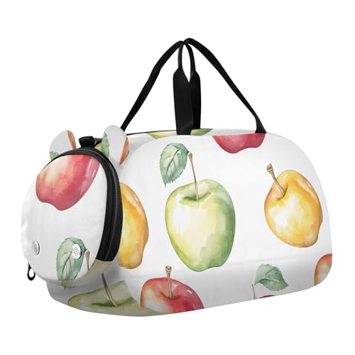 Duffle Bag for Boys or Girls with Shoes Compartment, Fruit Pattern Sports Travel Bag Overnight