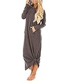 GIKING Women's Casual Hoodies Long Sleeve Split Hooded Long Maxi Sweatshirt Dress With Pockets 2023 Fall Fashion（Coffee,M）