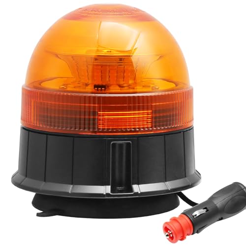 ETUKER Piloto Estroboscópica Luz Rotativo Led NaranjaTractor Magnetico 12v 24v Flash de Emergencia Homologadas