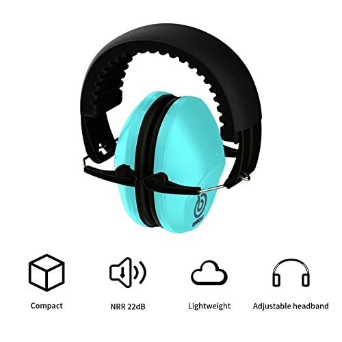 Earest 2 Pack Ear Protection Shooting Earmuffs, Nrr 20 Db Kids Noise Cancelling Ear Muffs For Sleeping, Studying, Hunting And Mowing, With Adjustable Headband And Carrying Bag - Blue & Green #TOP1