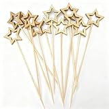 Paquete de 100 palillos de cóctel de estrella de 5.5 pulgadas, palillos de dientes decorativos de bambú para aperitivos, frutas, bebidas, adornar, suministros de fiesta de cóctel para Navidad, Año