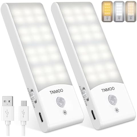 Motion Sensor Lights Indoor, 2Pack LED Motion Sensor Night Light Rechargeable Cover