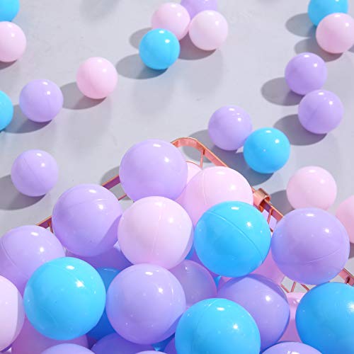 PlayMaty Ball Pit Balls - 3 Macaron Colors 100pcs Plastic Phthalate Free BPA Free Balls Crush Proof Stress Balls Swim Pit Fun Toy with Storage Bag for Baby Playhouse Pool Birthday Party Decoration - Thumbnail 3