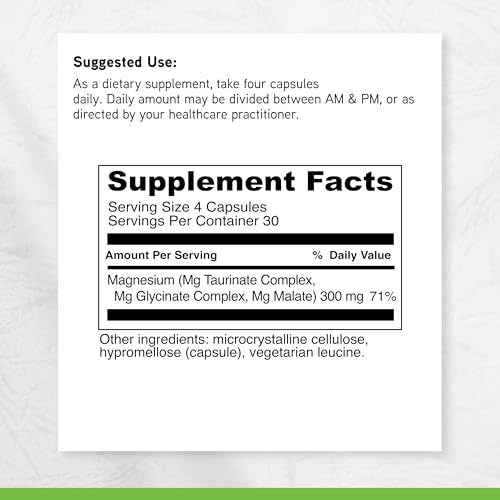 DAVINCI Tri-Mag 300 - Triple Complex with Magnesium Glycinate, Taurinate & Malate - Calm Magnesium Supplement for Sleep - Nerve Support Formula - 120 Capsules (30 Servings)