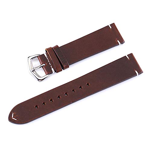 Bracelet de montre en cuir véritable rétro 18-24mm avec boucle élégante en acier