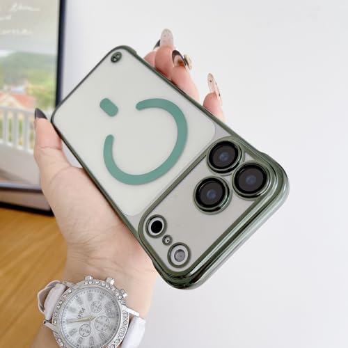 Coque magnétique iPhone 16 Pro Max vert : protection rigide sans cadre ultra fine