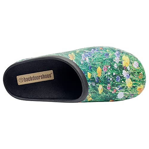 Backdoorshoes Waterproof Premium Garden Clogs For Women With Arch Support, Practical Slip On Outdoor Garden Shoes, Meadow Design, Us 7 #TOP4