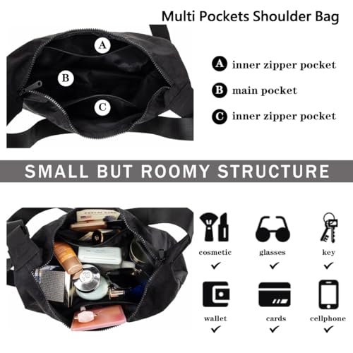 Bolso de hombro crescent de nylon unisex miniatura 6