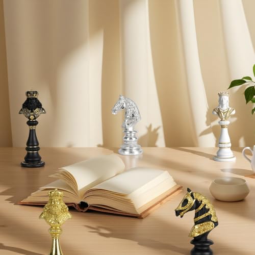 Figura Decorativa Estatuilla de Caballo Blanco de Ajedrez miniatura 4