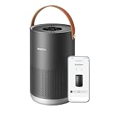 smartmi Purificadores de aire para el hogar, funciona con HomeKit Alexa, purificador de aire inteligente con mango, modo automático, 19 db, partículas de 0.08 µm capturadas, P1 gris oscuro