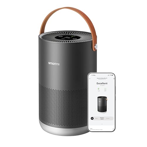 smartmi Purificadores de aire para el hogar, funciona con HomeKit Alexa, purificador de aire inteligente con mango, modo automático, 19 db, partículas de 0.08 µm capturadas, P1 gris oscuro ✅