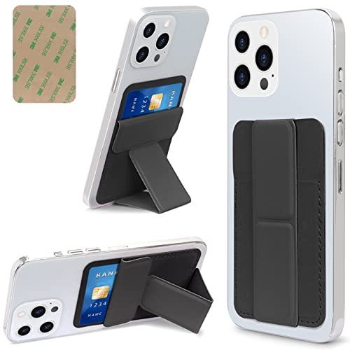 WWW Card Holder with Stand for Back of Phone,Secure Stick on Wallet,PU Leather Credit Cards Holder for Cell Phone with 3M Adhesive Sticker for Smart Phones,Black by WWW - Used condition - US$5.61
