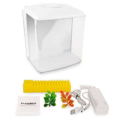 1.2Gallon Betta Aquarium Starter Kits Square Fish Tank with LED Light and Filter Pump - Thumbnail 3