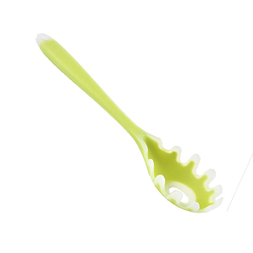 Easnea Silicone Pasta Fork, Spaghetti Server Tongs, Noodles Spoon, Eco Friendly and BPA Free - Green 2, 28.5x5.5x3.5cm