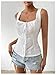Floerns Women's Button Front Sleeveless Eyelet Embroidery Sleeveless Tank Top White Small