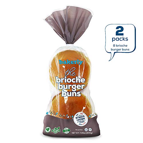 bakerly Brioche Burger Buns Pack of 2, 4-Count (8 Total Brioche Burger Buns)