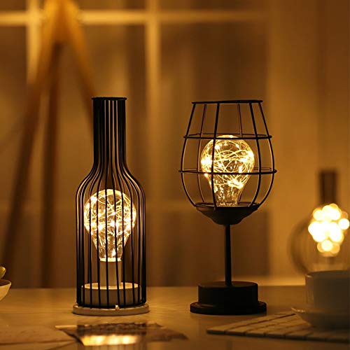 LED-bureaulamp wijnfles tafel licht industriële metalen smeedijzeren lamp moderne Home decoratie wijnfles decoratieve… - Afbeelding 6