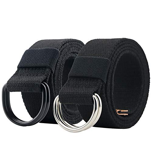 Image of Web Fabric Canvas Belt for Men Women with Double D Ring Buckle 1.5in Wide