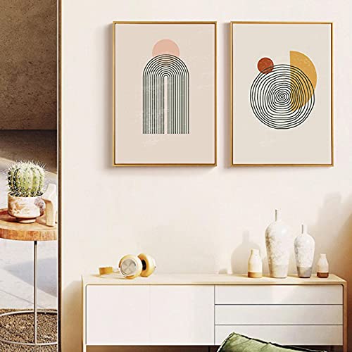 Toile peinture photo intérieur beige et affiche géométrique abstraite de 50x70cm