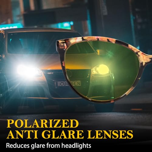 FIMILU Cat-eye Night Vision Glasses for Women, Polarized Night Driving Glasses Anti-Glare and Enhance Vision at Night 80814