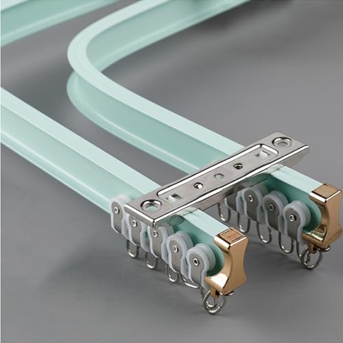 Flexible, zweiläufige Aluminium-Vorhangstange, leicht biegbar, für gerade Fenster und Erkerfenster, langlebige Deckenhalterung, ideal für Heimdekoration und Fensterbehandlungslösungen